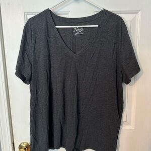 Natural Reflections Women's Charcoal V-Neck Top